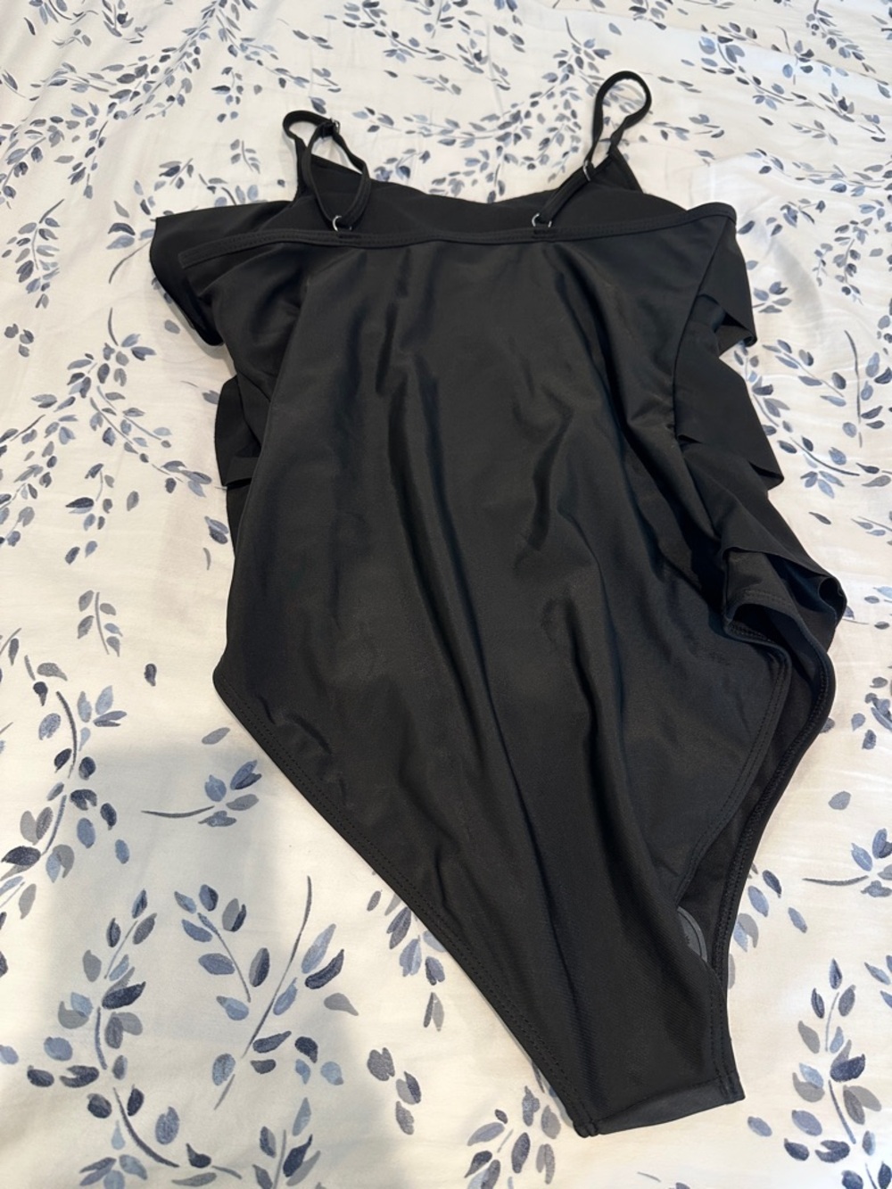 Black Ruffle Tier One-Piece Swimsuit - Picture 3 of 5